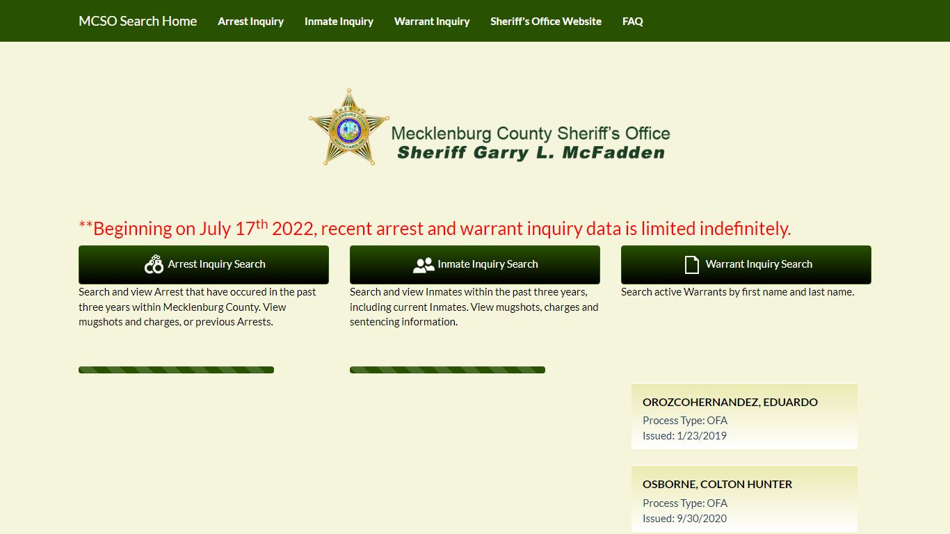 MCSO - Mecklenburg County, NC